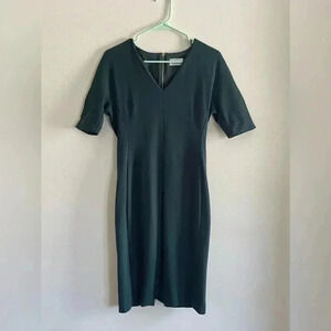 Eliza J green dress gold zipper short sleeve work cocktail size 8